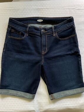 Old Navy Navy Blue Rolled Hem Denim Bermuda Shorts